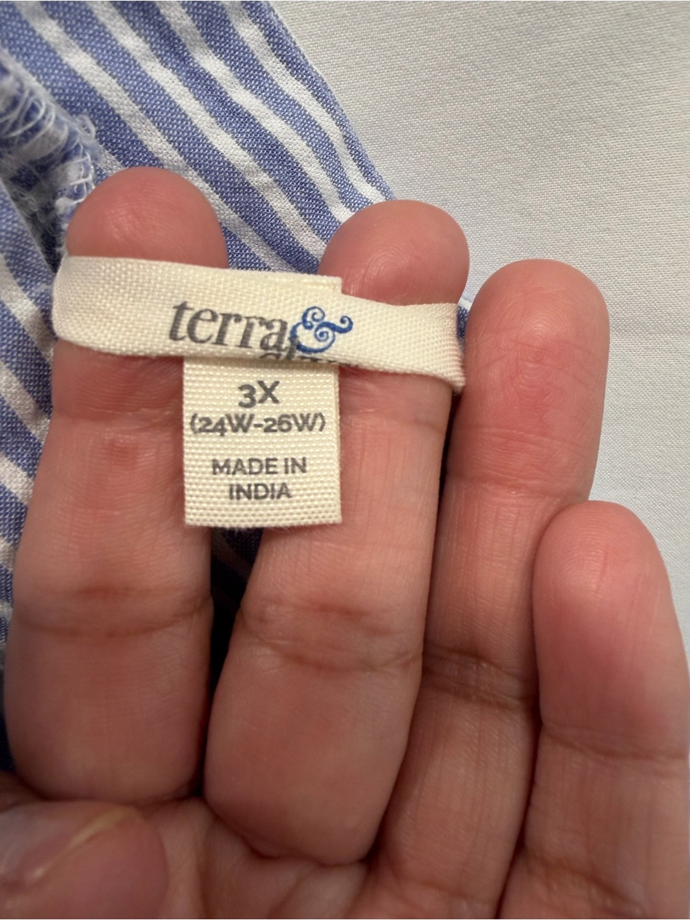 Terra & Sky Blue and White Striped Square-Neck Blouse - Picture 2 of 3